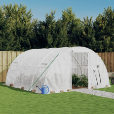 vidaXL fehér acélvázas melegház 16 m² 4 x 4 x 2 m kerti tárolás