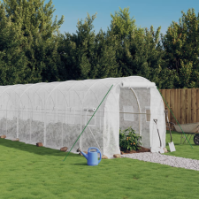 vidaXL fehér acélvázas melegház 24 m² 12x2x2 m kerti tárolás