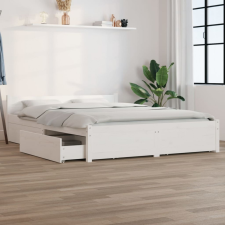 vidaXL fehér ágykeret fiókokkal 120 x 200 cm ágy és ágykellék