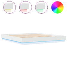 vidaXL fehér ágykeret LED-világítással 200 x 200 cm (3209765) ágy és ágykellék
