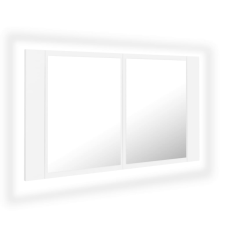 vidaXL fehér akril LED-es fürdőszobaszekrény tükörrel 80x12x45 cm (804964) fürdőszoba bútor