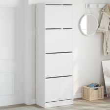 vidaXL Fehér cipőszekrény 4 kihajtható fiókkal 60 x 34 x 187,5 cm bútor