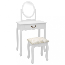 vidaXL Fehér császárfa MDF fésülködőasztal ülőkével 65x36x128 cm bútor