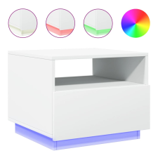 vidaXL fehér dohányzóasztal LED-lámpákkal 50 x 49 x 40 cm (839826) bútor