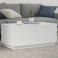 vidaXL Fehér dohányzóasztal LED-lámpákkal 90x50x40 cm bútor