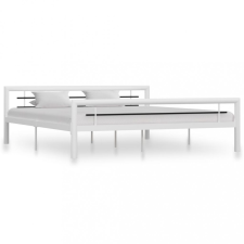 vidaXL Fehér és fekete fém ágykeret 180 x 200 cm ágy és ágykellék