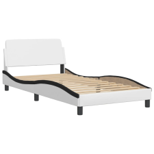 vidaXL fehér és fekete műbőr ágykeret fejtámlával 100x200 cm (373144) ágy és ágykellék