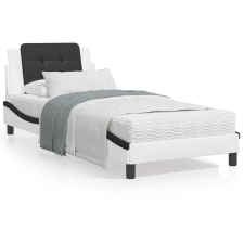vidaXL fehér és fekete műbőr ágykeret LED-világítással 90x190 cm ágy és ágykellék