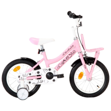 vidaXL fehér és rózsaszín gyerekbicikli elülső hordozóval 14" gyermek kerékpár