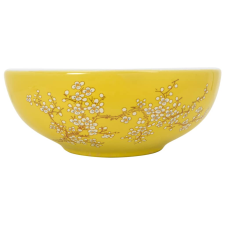 vidaXL fehér és sárga kerámia kerek asztali mosdó Φ41 x 14 cm (155053) szaniter