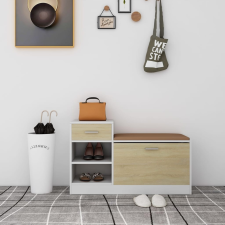 vidaXL fehér és sonoma tölgy forgácslap cipőtároló pad 94,5x31x57 cm bútor