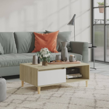 vidaXL fehér és tölgyszínű forgácslap dohányzóasztal 90 x 60 x 35 cm bútor