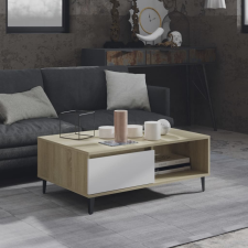 vidaXL fehér és tölgyszínű forgácslap dohányzóasztal 90 x 60 x 35 cm bútor