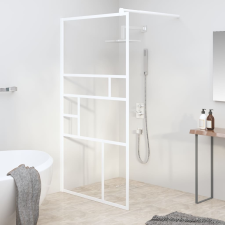 vidaXL fehér ESG üveg zuhanyfal küszöb nélküli zuhanyhoz 100x195 cm kád, zuhanykabin
