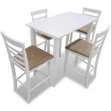 vidaXL Fehér fa bárasztal és 4 db-os bárszék szett / étkező garnitúra bútor