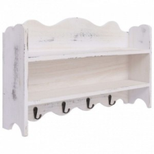 vidaXL Fehér fa fali fogas 50 x 10 x 30 cm bútor