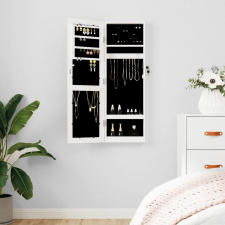 vidaXL fehér falra szerelhető tükrös ékszerszekrény 30x8,5x90 cm bútor