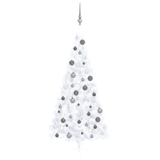 vidaXL fehér fél műkarácsonyfa LED-ekkel és gömbszettel 210 cm (3077657) műfenyő