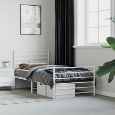 vidaXL fehér fém ágykeret fej- és lábtámlával 100 x 190 cm ágy és ágykellék