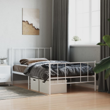 vidaXL fehér fém ágykeret fej- és lábtámlával 107 x 203 cm ágy és ágykellék