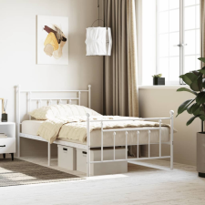 vidaXL fehér fém ágykeret fej- és lábtámlával 107 x 203 cm ágy és ágykellék