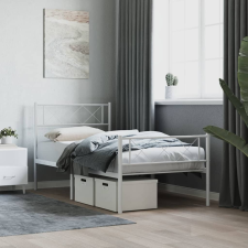 vidaXL fehér fém ágykeret fej- és lábtámlával 107 x 203 cm ágy és ágykellék