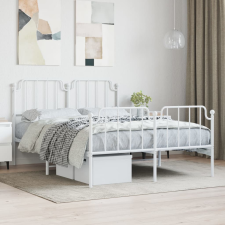 vidaXL fehér fém ágykeret fej- és lábtámlával 135 x 190 cm ágy és ágykellék