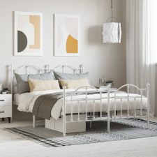 vidaXL fehér fém ágykeret fej- és lábtámlával 135x190 cm ágy és ágykellék