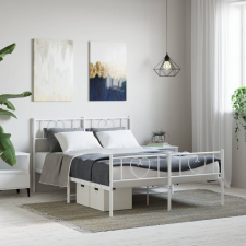 vidaXL fehér fém ágykeret fej- és lábtámlával 135x190 cm ágy és ágykellék