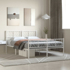 vidaXL fehér fém ágykeret fej- és lábtámlával 135x190 cm ágy és ágykellék