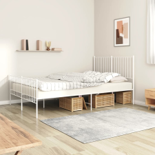 vidaXL fehér fém ágykeret fej- és lábtámlával 140 x 190 cm ágy és ágykellék