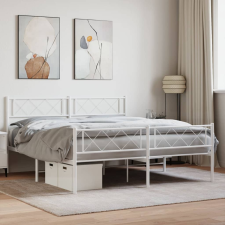 vidaXL fehér fém ágykeret fej- és lábtámlával 140 x 190 cm ágy és ágykellék