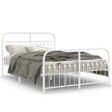 vidaXL fehér fém ágykeret fej- és lábtámlával 140 x 190 cm ágy és ágykellék