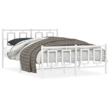 vidaXL Fehér fém ágykeret fej- és lábtámlával 140 x 190 cm ágy és ágykellék