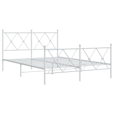vidaXL fehér fém ágykeret fej- és lábtámlával 140 x 190 cm (376569) ágy és ágykellék
