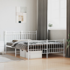 vidaXL fehér fém ágykeret fej- és lábtámlával 140x200 cm ágy és ágykellék
