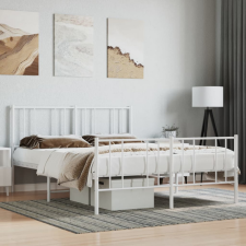 vidaXL fehér fém ágykeret fej- és lábtámlával 150x200 cm ágy és ágykellék