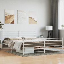 vidaXL Fehér fém ágykeret fej- és lábtámlával 193 x 203 cm ágy és ágykellék
