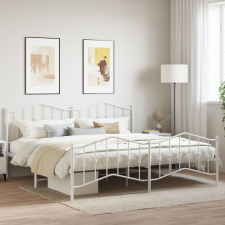vidaXL fehér fém ágykeret fej- és lábtámlával 193 x 203 cm ágy és ágykellék