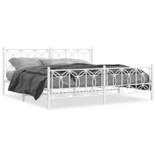 vidaXL fehér fém ágykeret fej- és lábtámlával 200x200 cm ágy és ágykellék