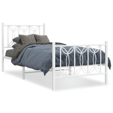 vidaXL fehér fém ágykeret fej- és lábtámlával 90 x 190 cm ágy és ágykellék