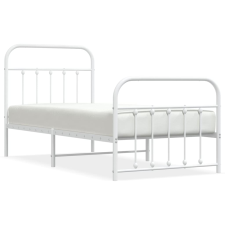 vidaXL fehér fém ágykeret fej- és lábtámlával 90 x 190 cm (352637) ágy és ágykellék
