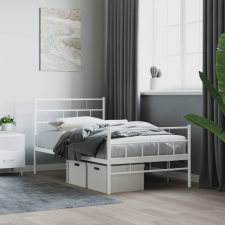 vidaXL fehér fém ágykeret fej- és lábtámlával 90x200 cm ágy és ágykellék