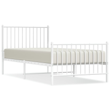 vidaXL fehér fém ágykeret fej- és lábtámlával 90x200 cm (350942) ágy és ágykellék