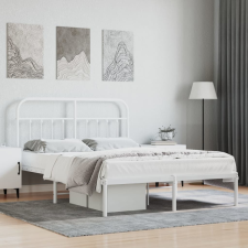 vidaXL fehér fém ágykeret fejtámlával 140 x 190 cm ágy és ágykellék