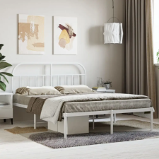vidaXL fehér fém ágykeret fejtámlával 140 x 190 cm ágy és ágykellék