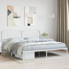 vidaXL fehér fém ágykeret fejtámlával 200 x 200 cm ágy és ágykellék