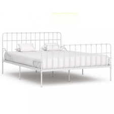 vidaXL Fehér fém ágykeret lécezett ágyráccsal 200 x 200 cm ágy és ágykellék