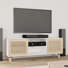 vidaXL fehér fenyőfa és természetes rattan TV-szekrény 105x30x40 cm bútor