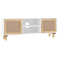 vidaXL fehér fenyőfa és természetes rattan TV-szekrény 105x30x40 cm (345615) bútor